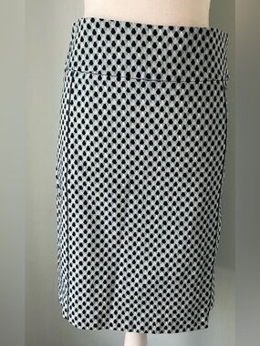 Margaret M Stretch Black/Blue Stretch Pencil Skirt With Geometric Pattern